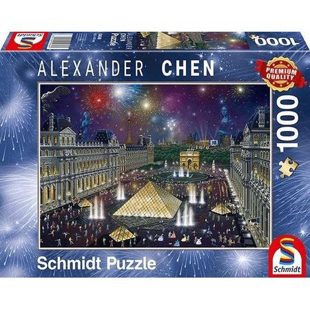 Schmidt puzzel Vuurwerk bij het Louvre, 1000 stukjes - Puzzel