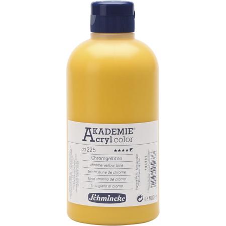 Schmincke AKADEMIE® Acryl color, semi-opaque, good fade resistant, 500 ml, chrome yellow hue (225)