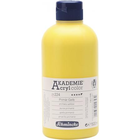 Schmincke AKADEMIE® Acryl color, semi-opaque, good fade resistant, 500 ml, primary yellow (224)