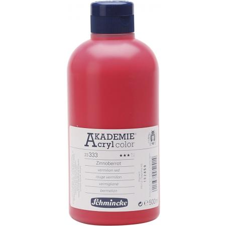 Schmincke AKADEMIE® Acryl color, semi-transparent, fade resistant, 500 ml, vermilion red (333)
