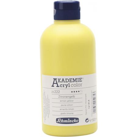 Schmincke AKADEMIE® Acryl color, semi-transparent, good fade resistant, 500 ml, lemon yellow (222)