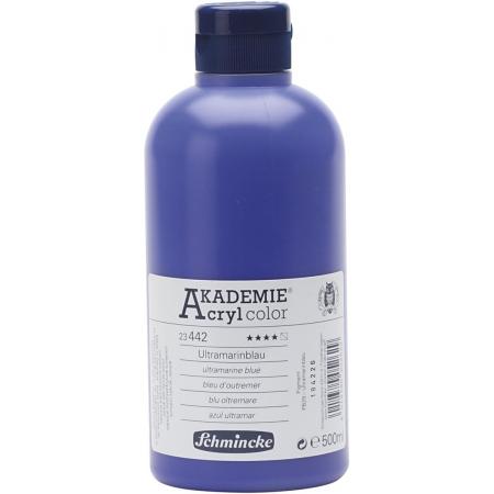 Schmincke AKADEMIE® Acryl color, semi-transparent, good fade resistant, 500 ml, ultramarine blue (442)