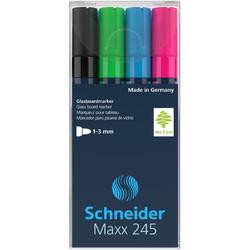 Marker Schneider Maxx 245 4st. in etui, wit, groen, blauw, rood