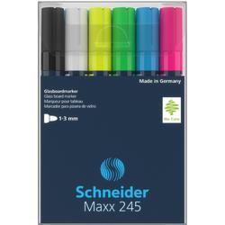 Marker Schneider Maxx 245 6st. in etui. Zwart, wit, geel, groen, blauw, rood