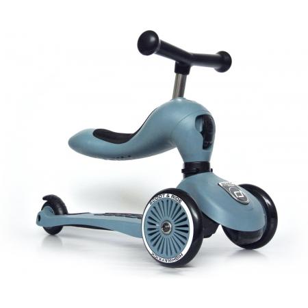 Scoot & Ride - Loopfiets en Scooter stepje in één - Highway Kick - Voor kinderen van 1 tot 5 jaar - Baby Blauw (Steel)