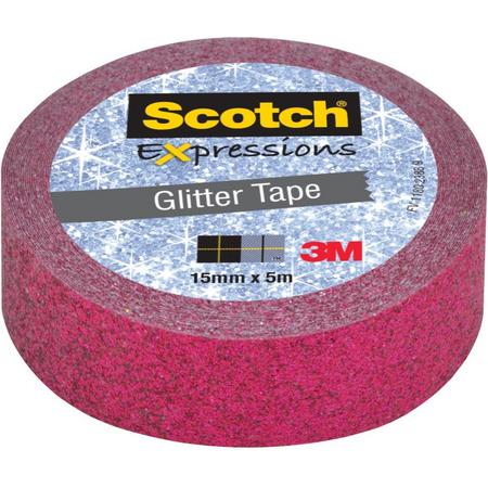 18x Scotch Expressions glitter tape, 15mmx5 m, roze