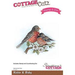 CottageCutz Stamp & Die Robin & Baby (CCS-036)