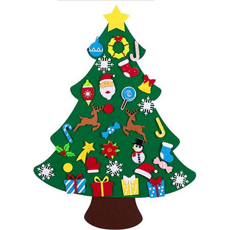 Seasony 33delige Vilten Kerstboom - Kerstboom voor Kinderen -Kerstboom van Vilt - Kerstversiering - Kerstboom Kind - Kerstversiering - Kerstspeelgoed