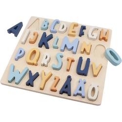 Sebra - Houten Alfabet ABC Puzzel - Houten speelgoed - Demin Blue