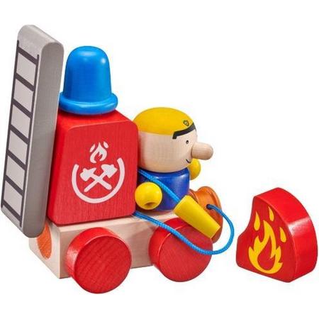 Selecta Spielzeug Speelset Brandweerwagen Junior Hout Rood/naturel 7-delig