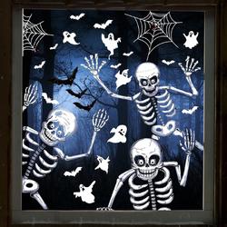 Halloween raamsticker decor grote schedel witte geest vleermuis rode spin sticker venster zelfklevende afneembare muurstickers voor Halloween party 10 vellen, 21 x 29,5 cm