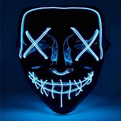 LED griezelmasker blauw - als van Purge voor Halloween, carnaval & carnaval als kostuum voor heren en dames (blauw)