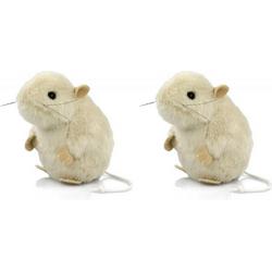 3x stuks pluche knuffel muis wit 13 cm - Muizen speelgoed of decoratie knuffels