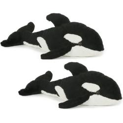 Set van 2x stuks pluche orka knuffel 23 cm speelgoed - Zeedieren knuffels