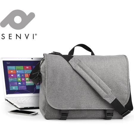 Senvi - 2 Kleurige Laptop Schoudertas - Kleur Grijs - SVBG218