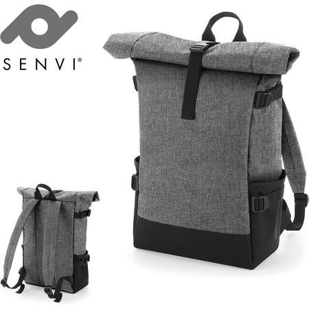 Senvi - Laptop - Rugzak-Backpack - RolTop - Kleur Grijs-Zwart