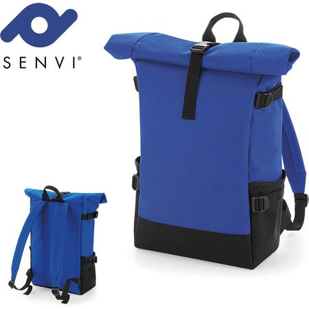 Senvi - Laptop - Rugzak-Backpack - RolTop - Kleur Royal-Zwart