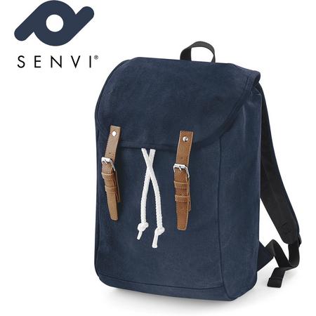 Senvi - Vintage Laptop Rugzak-Backpack - Kleur Blauw