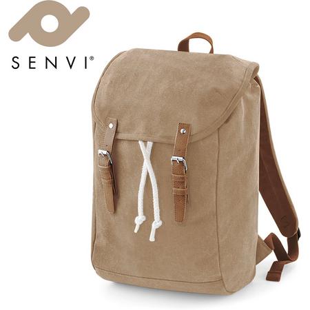 Senvi - Vintage Laptop Rugzak-Backpack - Kleur Caramel - SVQD615
