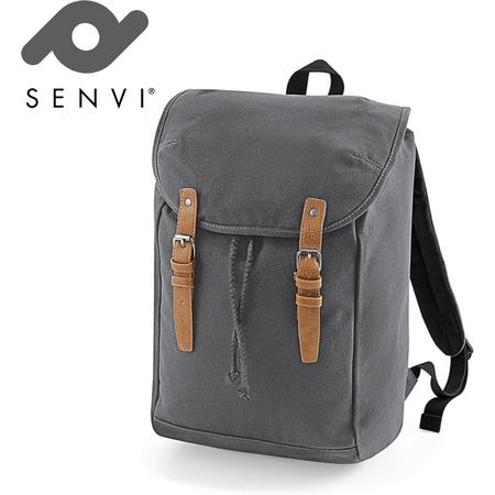 Senvi - Vintage Laptop Rugzak-Backpack - Kleur Donker grijs