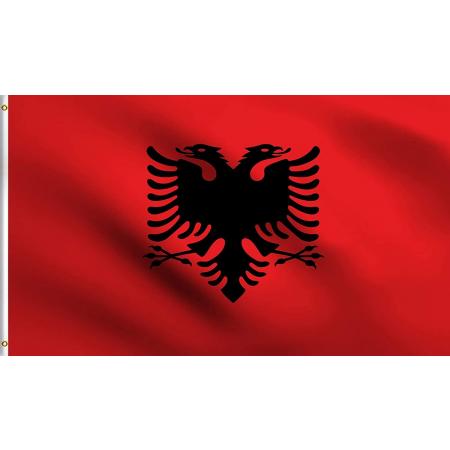 Senvi Printwear - Flag Albania - Grote Albanië vlag - Gemaakt Van 100% Polyester - UV & Weerbestendig - Met Versterkte Mastrand - Messing Ogen - 90x150 CM - Fair Working Conditions