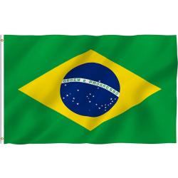 Senvi Printwear - Flag Brazil - Grote Brazilië vlag - Gemaakt Van 100% Polyester - UV & Weerbestendig - Met Versterkte Mastrand - Messing Ogen - 90x150 CM - Fair Working Conditions