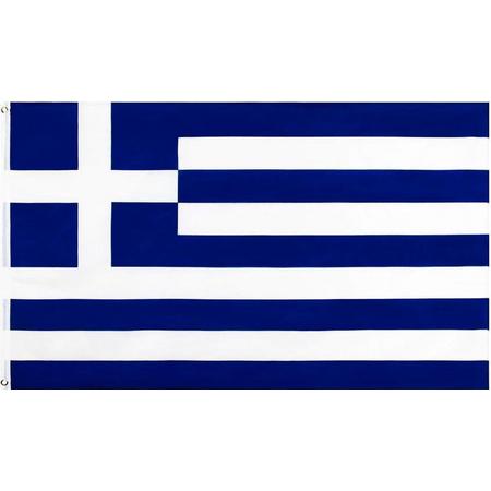 Senvi Printwear - Flag Greece - Grote Griekse vlag - Gemaakt Van 100% Polyester - UV & Weerbestendig - Met Versterkte Mastrand - Messing Ogen - 90x150 CM - Fair Working Conditions - Griekenland