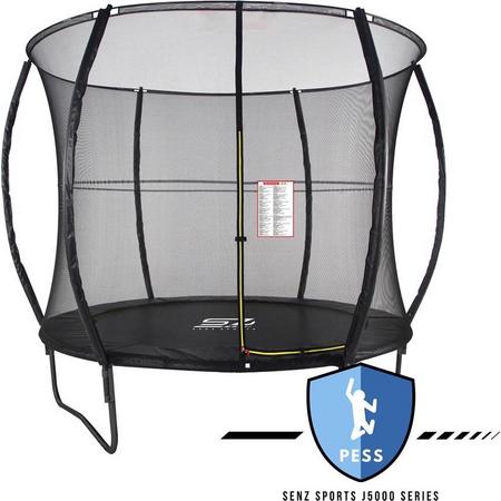 Trampoline - Senz Sports J5000 Series - 244 cm - Zwart - trampoline met elastieken