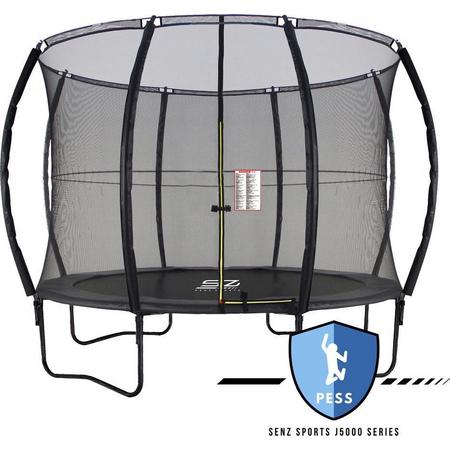 Trampoline - Senz Sports J5000 Series - 305 cm - Zwart - trampoline met elastieken