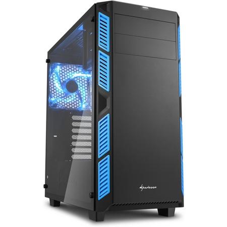 Sharkoon AI7000 Glass Toren Zwart, Blauw computerbehuizing