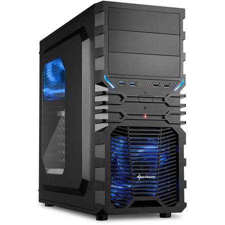 Sharkoon VG4-W Midi-Toren Zwart, Blauw computerbehuizing