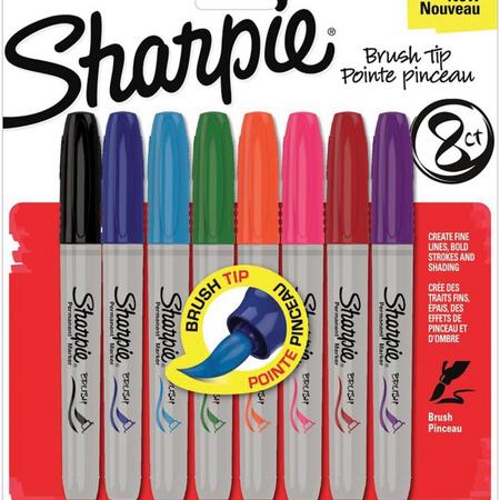 Sharpie brush tip - set van 8 permanent markers