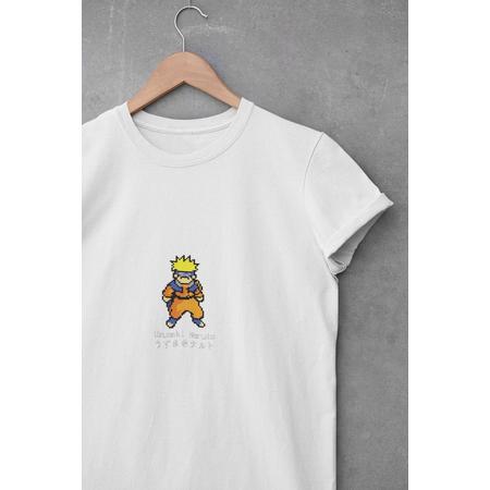 Uzumaki Naruto Pixel Anime Manga T-Shirt WIT - Maat XL - Merch Merchandise Ninja Boruto