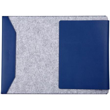 Shop4 - 13 inch Sleeve - Wolvilt en Leer met Muismat Blauw