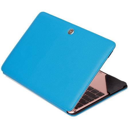 Shop4 - MacBook 12 inch Retina Hoes - Book Cover Lychee Licht Blauw