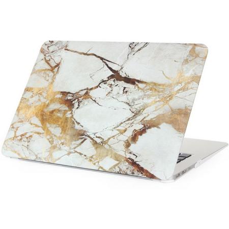 Shop4 - MacBook 13 inch Air Hoes - Hardshell Cover Marmer Wit Goud