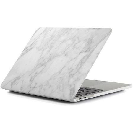 Shop4 - MacBook 13 inch Pro (2017) Hoes - Hardshell Cover Marmer Licht Grijs