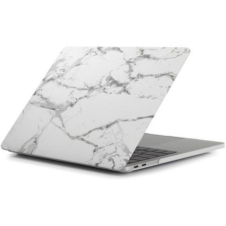 Shop4 - MacBook 15 inch Pro (2017) Hoes - Hardshell Cover Marmer Wit Grijs