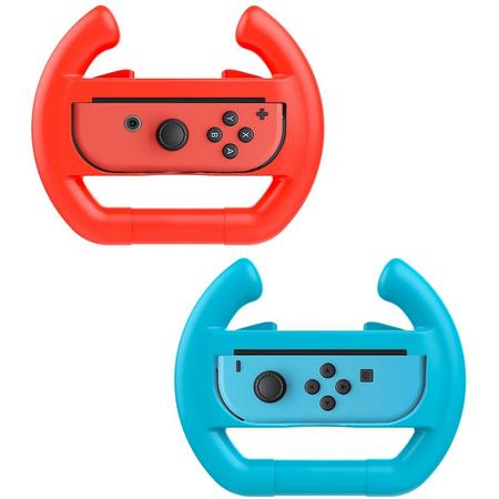 Shop4 - Nintendo Switch - Joy-Con Stuur Wheels Set (2 stuks) Blauw/Rood