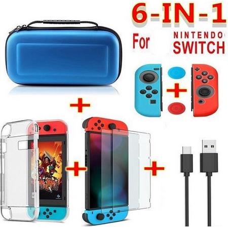 Nintendo Switch hoes hardcase 6in1 pakket blauw