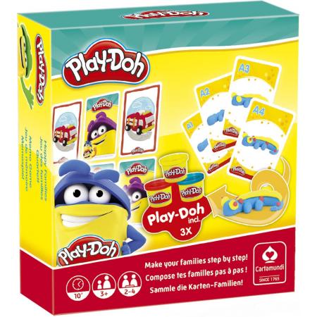 Play-Doh spellendoos - 2 in 1 - kwartet- en memospel – Met 3 kleuren potjes Play-Doh