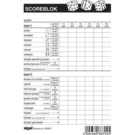 2x Scoreblokken Yahtzee 100 vellen - Familiespellen - Dobbelspellen - Dobbelspel - Scoreblokken/scorekaarten - Score notitieblok