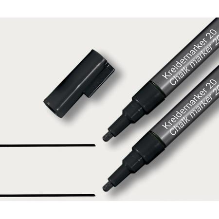 Sigel krijtstift - zwart - ronde punt 1-2 mm - set 2 stuks - SI-BA177