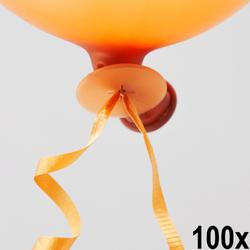100 Automatische snelsluiters met lint Oranje - Ballonnen Ballon Snel Sluiter Knoopje Helium