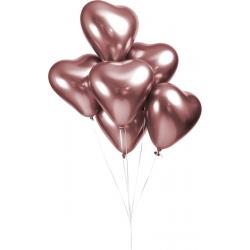 100 Hartjes Chrome Ballonnen 12 Rosé Goud