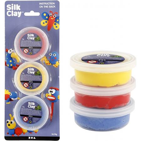 Silk Clay®, blauw, geel, rood, 3x14gr