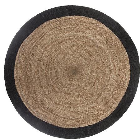Ronde tapijt jute 120cm natuurlijke natuurlijke zwarte
