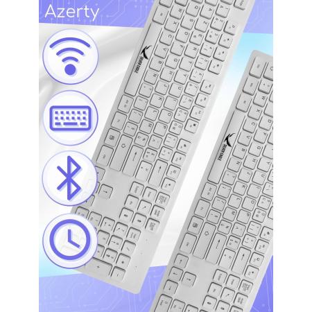 AZERTY Multimedia Keyboard - Draadloos Toetsenbord – USB ontvanger - Frans - Wit