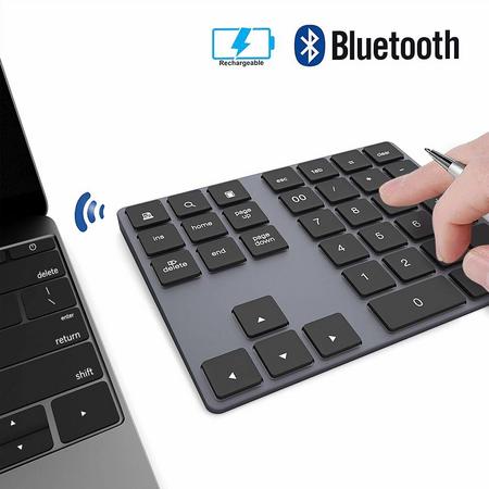 Bluetooth Numeriek toetsenbord Zwart-Exclusief Merk Silver Eagle -Oplaadbaar- Aluminium -Draadloos- 34 toetsen-