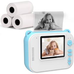 Silvergear Digitale Kindercamera Blauw - Mini Printer / Pocket Printer - Mobiele Fotoprinter - Kids Camera - Thermische Printer - Met Video - 4 Spellen - Timer en Muziek